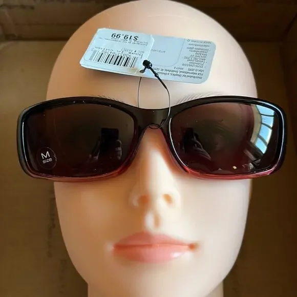 Solar Shield Fits Over Polarized Floral Ombré Sunglasses Maroon Red - Picture 9 of 10